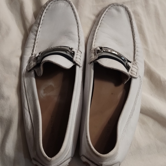 Lacoste White Loafers with Silver Accent